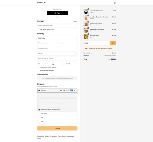 LiftMode checkout page showing LiftMode promo code box | Screenshot taken by SimplyCodes community member on Aug 29, 2025