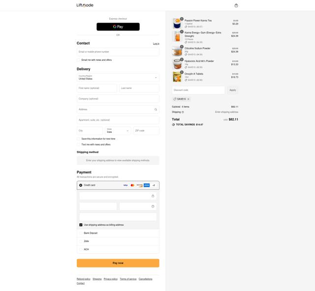 LiftMode checkout page showing LiftMode promo code box | Screenshot taken by SimplyCodes community member on Sep 6, 2025