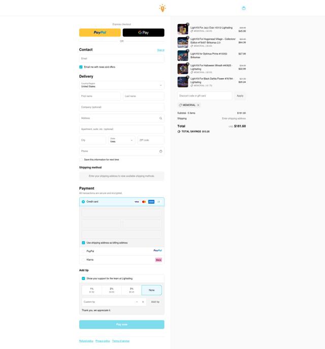 Lightailing checkout page showing Lightailing promo code box | Screenshot taken by SimplyCodes community member on Sep 13, 2025