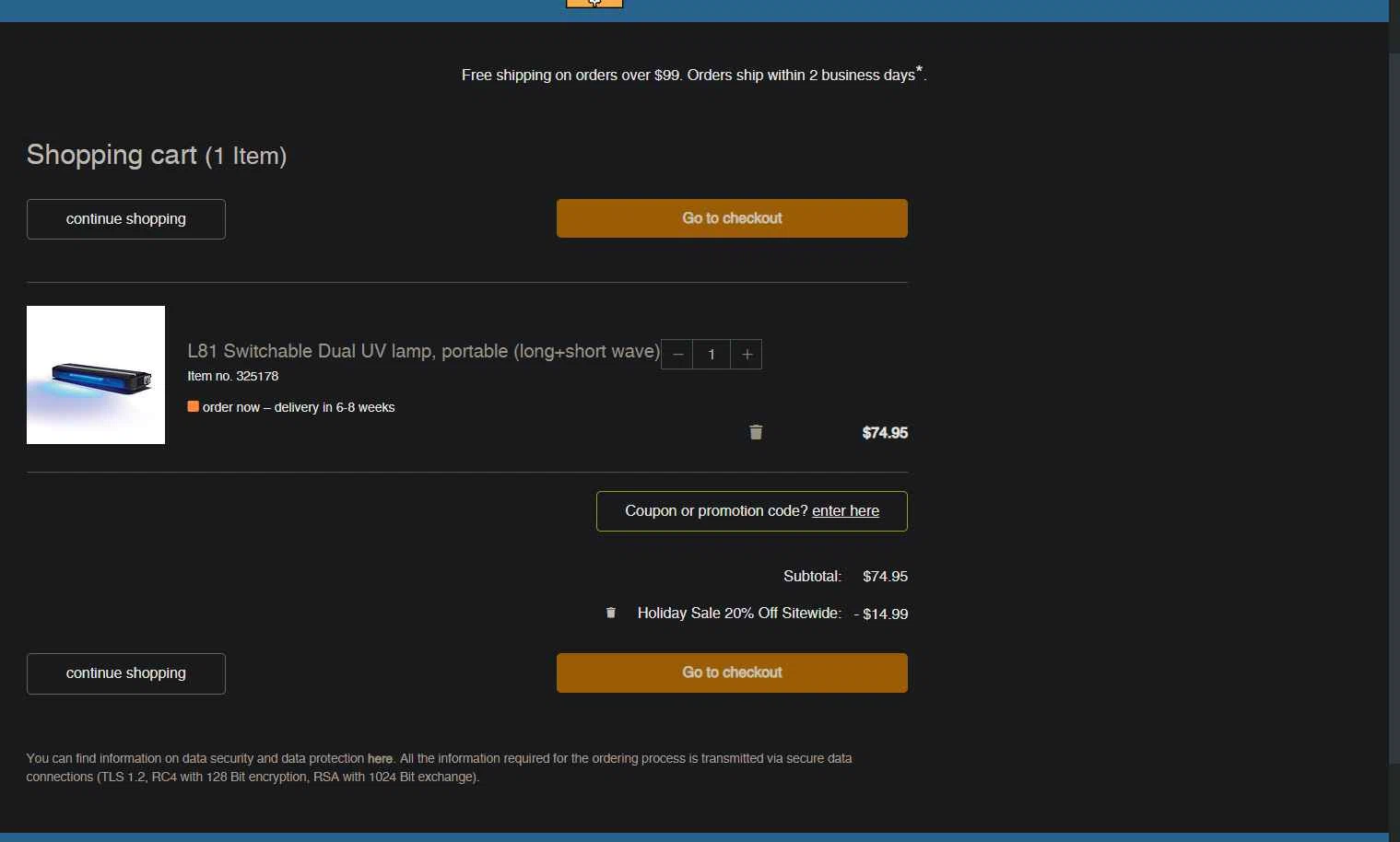 Lighthouse checkout page showing Lighthouse promo code box | Screenshot taken by SimplyCodes community member on Dec 20, 2025