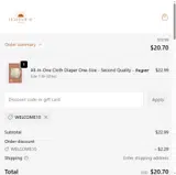WELCOME10 coupon verification screenshot
