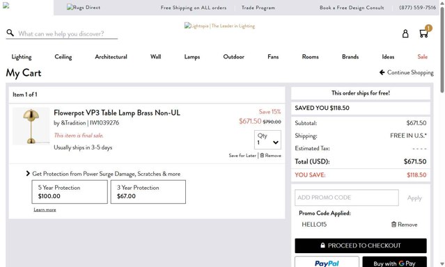 Lightopia checkout page showing Lightopia coupon code box | Screenshot taken by SimplyCodes community member on Sep 2, 2025