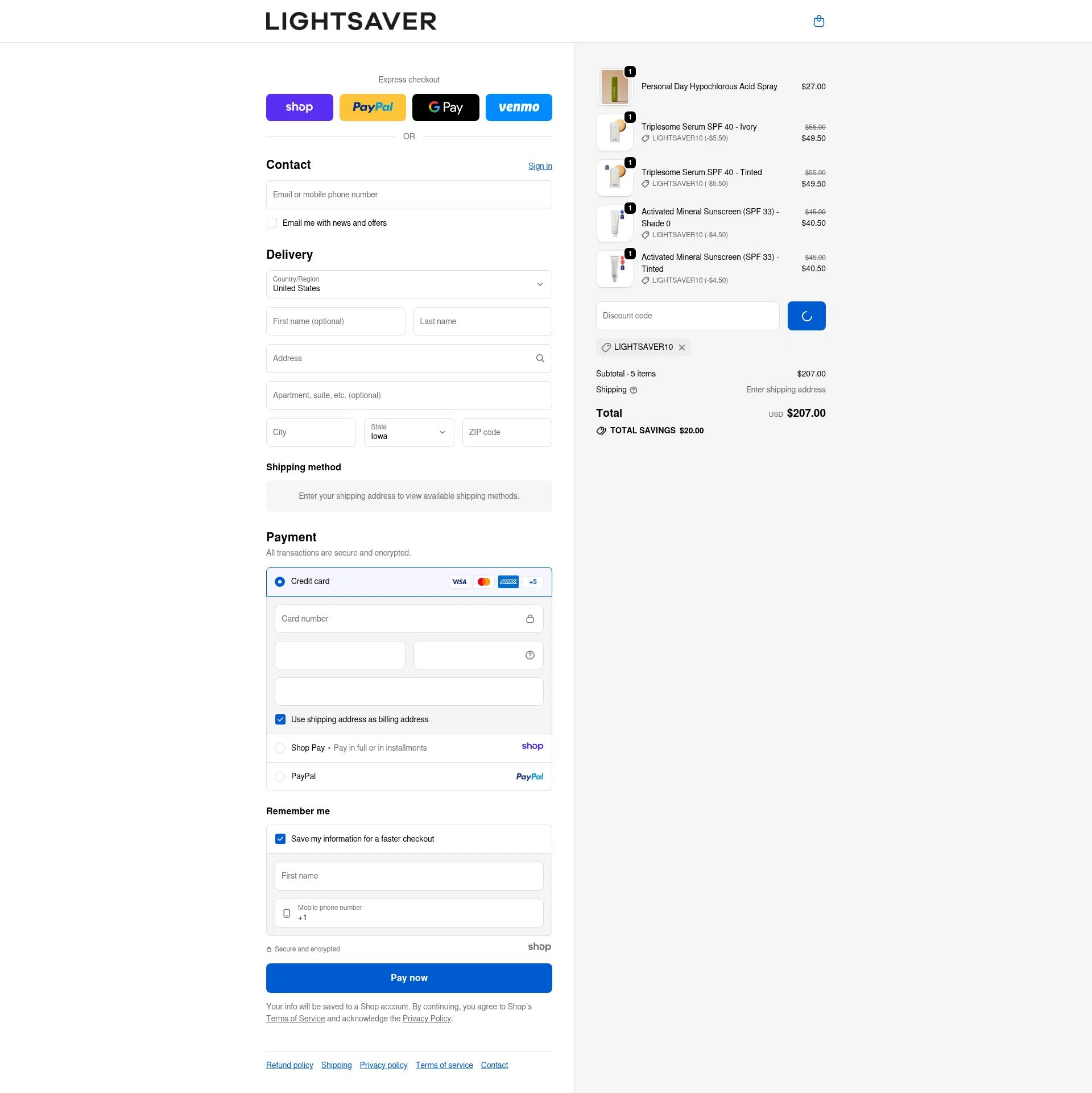 Lightsaver Skin checkout page showing Lightsaver Skin promo code box | Screenshot taken by SimplyCodes community member on Dec 26, 2025