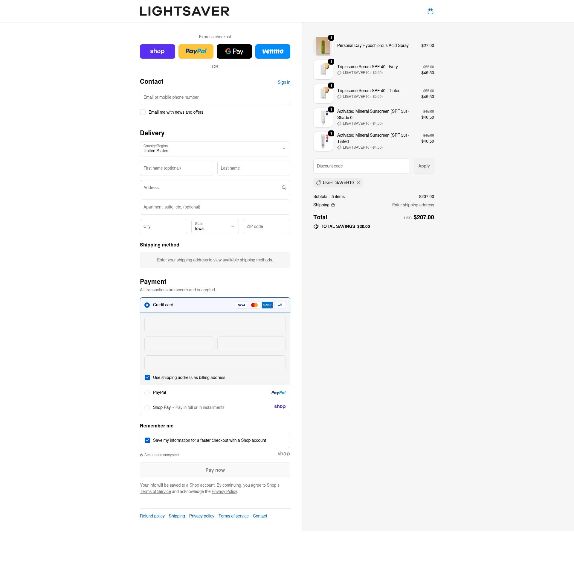 Lightsaver Skin checkout page showing Lightsaver Skin promo code box | Screenshot taken by SimplyCodes community member on Nov 12, 2025