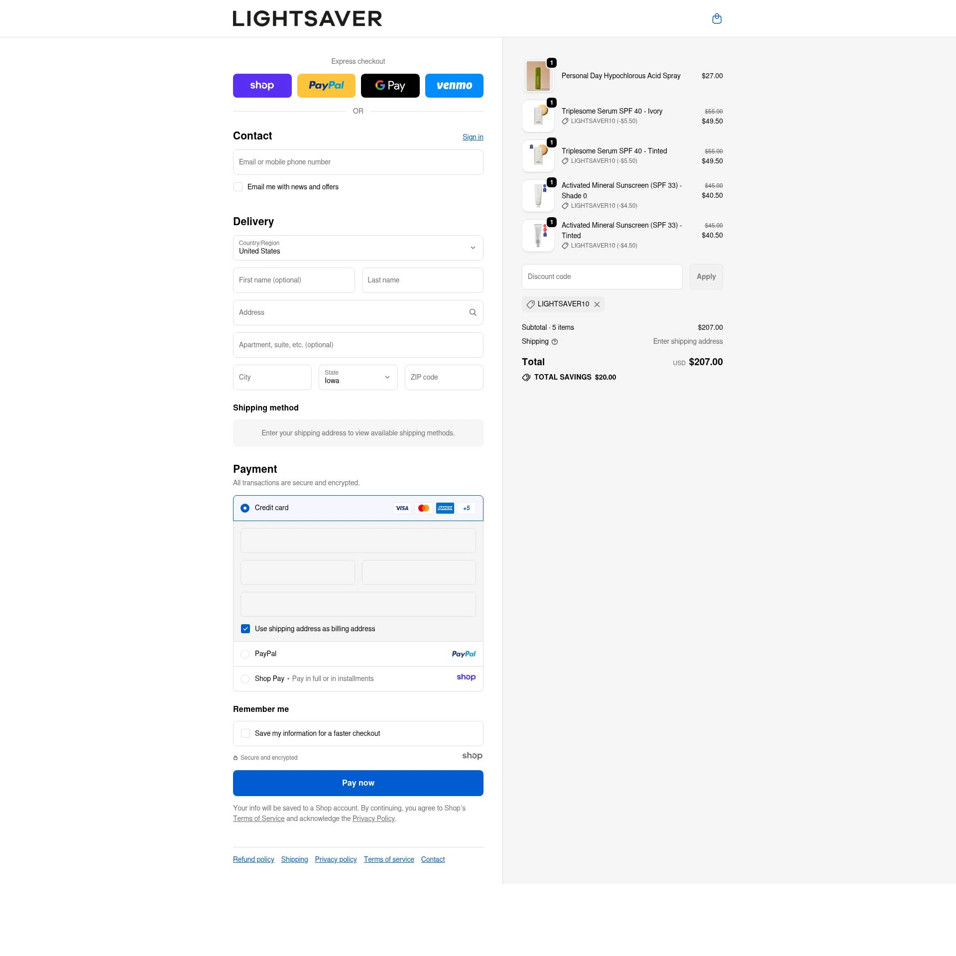 Lightsaver Skin checkout page showing Lightsaver Skin promo code box | Screenshot taken by SimplyCodes community member on Dec 14, 2025