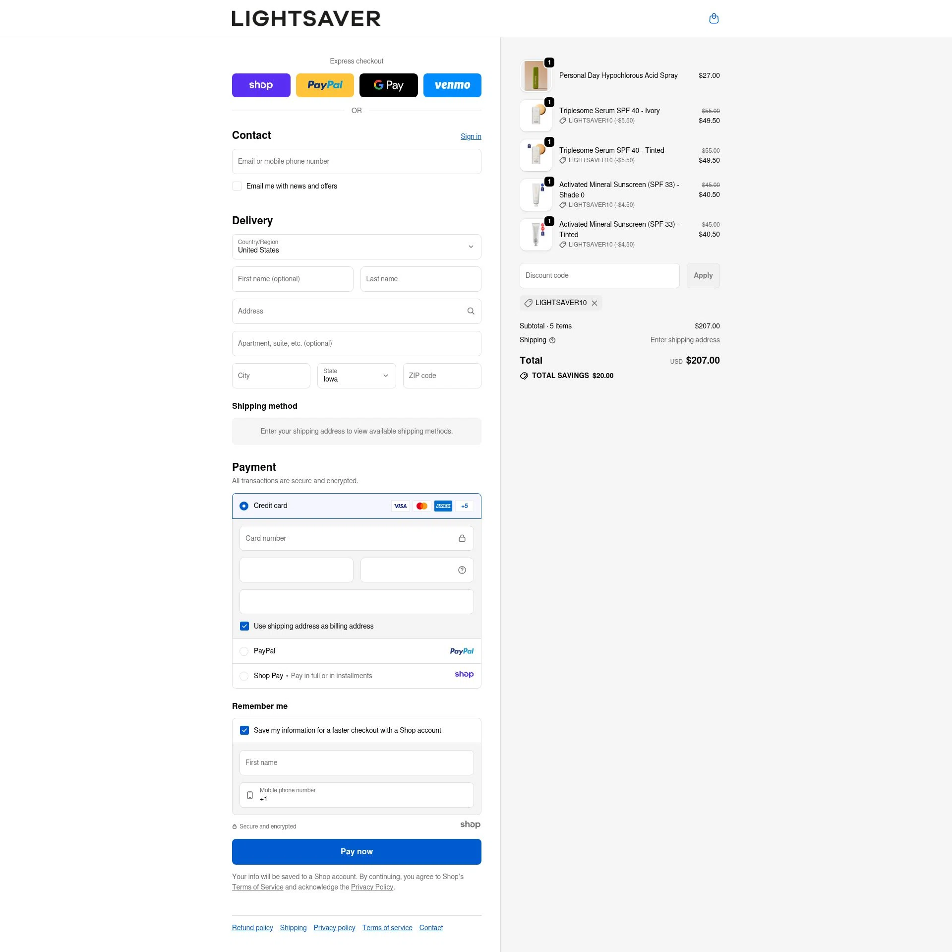 Lightsaver Skin checkout page showing Lightsaver Skin promo code box | Screenshot taken by SimplyCodes community member on Dec 8, 2025