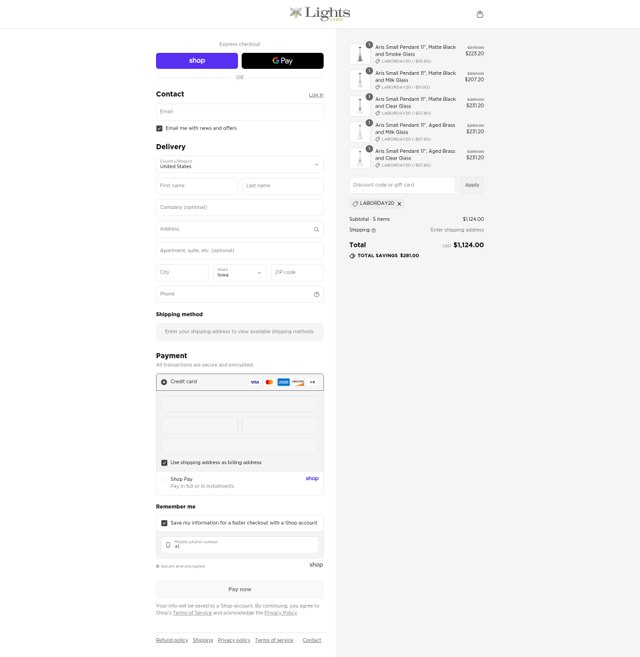 Lights.com checkout page showing Lights.com promo code box | Screenshot taken by SimplyCodes community member on Aug 29, 2025