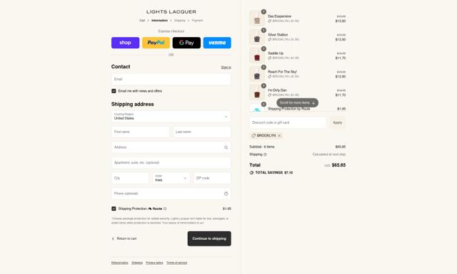 Lights Lacquer checkout page showing Lights Lacquer discount code box | Screenshot taken by SimplyCodes community member on Sep 15, 2025