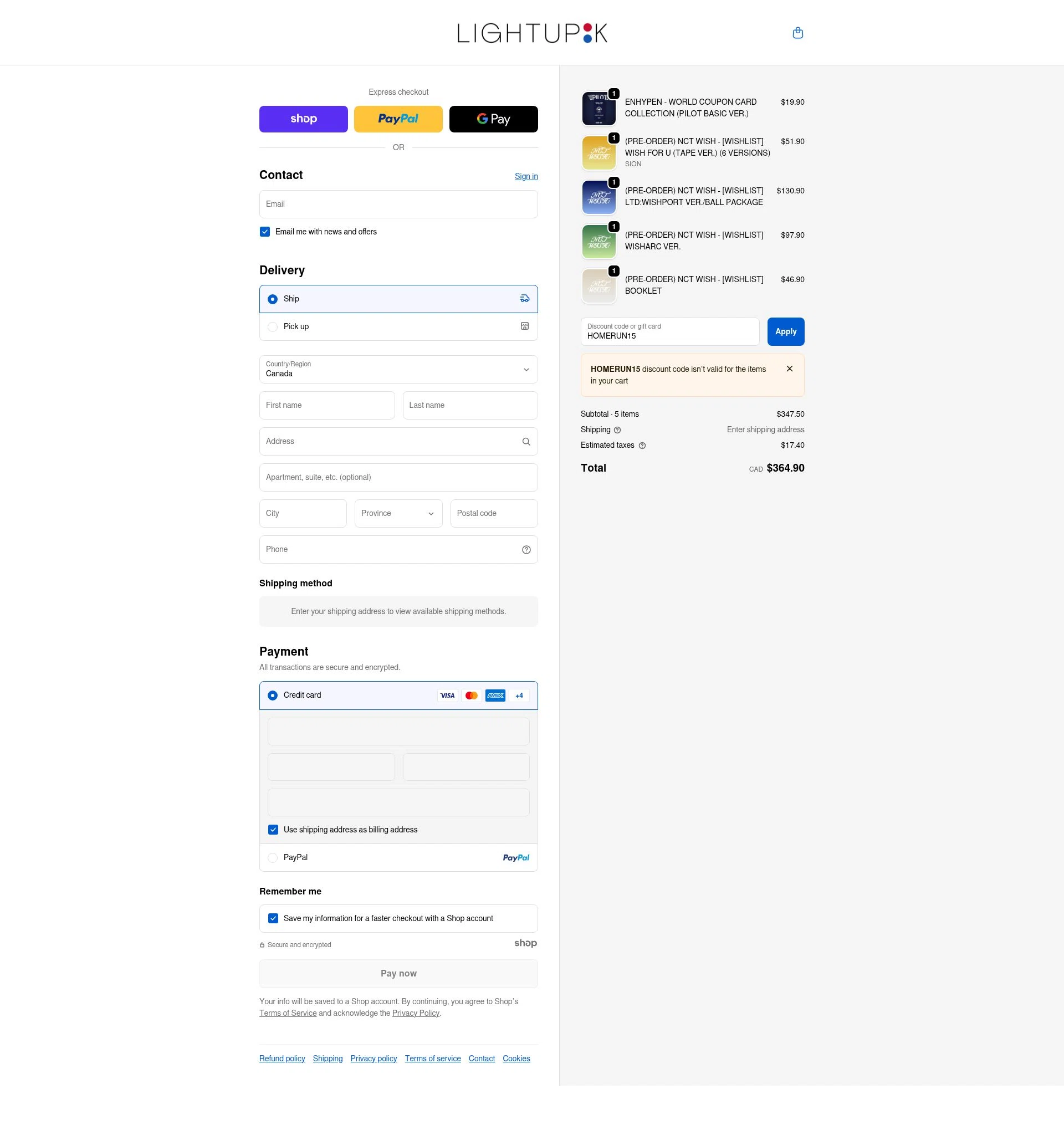 LightUpK checkout page showing LightUpK discount code box | Screenshot taken by SimplyCodes community member on Nov 3, 2025