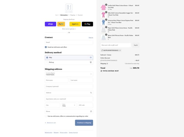 Lila Hayes checkout page showing Lila Hayes promo code box | Screenshot taken by SimplyCodes community member on Sep 12, 2025