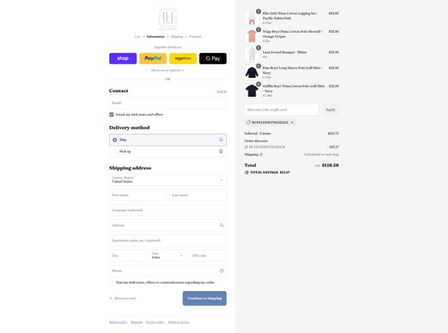 Lila Hayes checkout page showing Lila Hayes promo code box | Screenshot taken by SimplyCodes community member on Sep 8, 2025