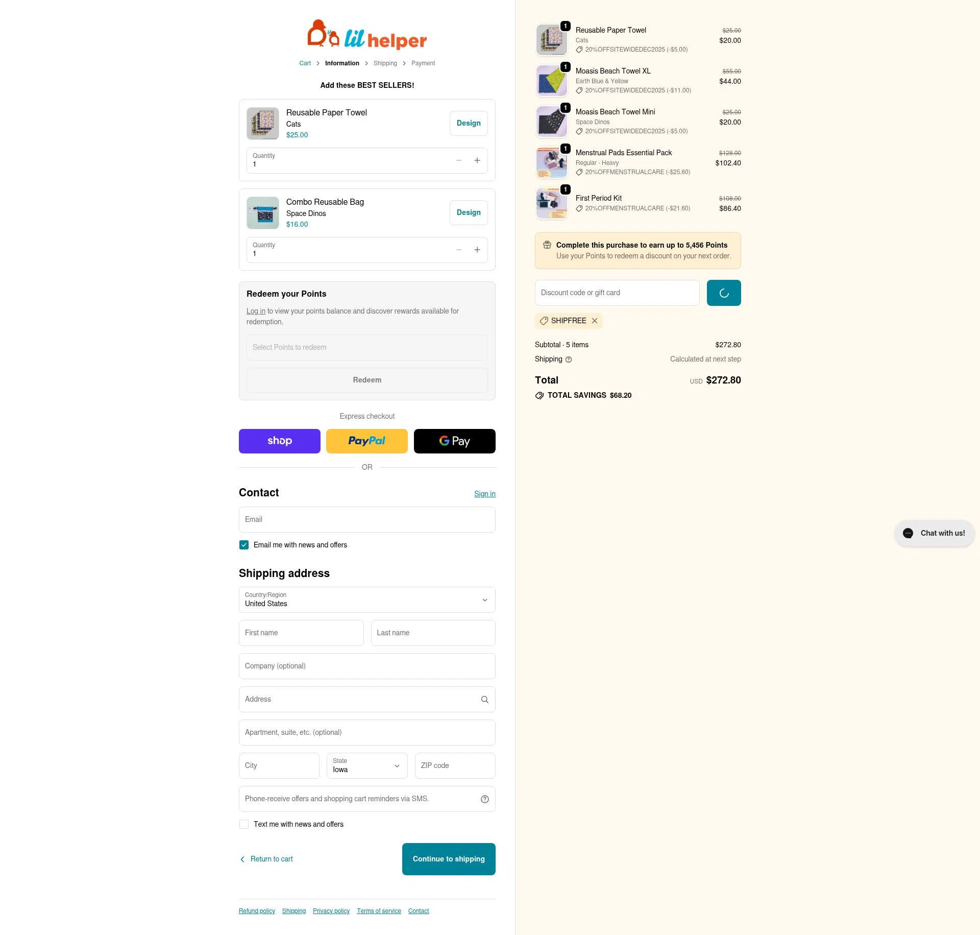 Lil Helper USA checkout page showing Lil Helper USA promo code box | Screenshot taken by SimplyCodes community member on Jan 1, 2026