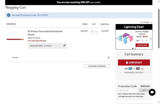 Lillian Vernon checkout page showing Lillian Vernon coupon code box | Screenshot taken by SimplyCodes community member on Aug 15, 2025