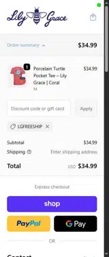 Lily Grace coupon verification screenshot