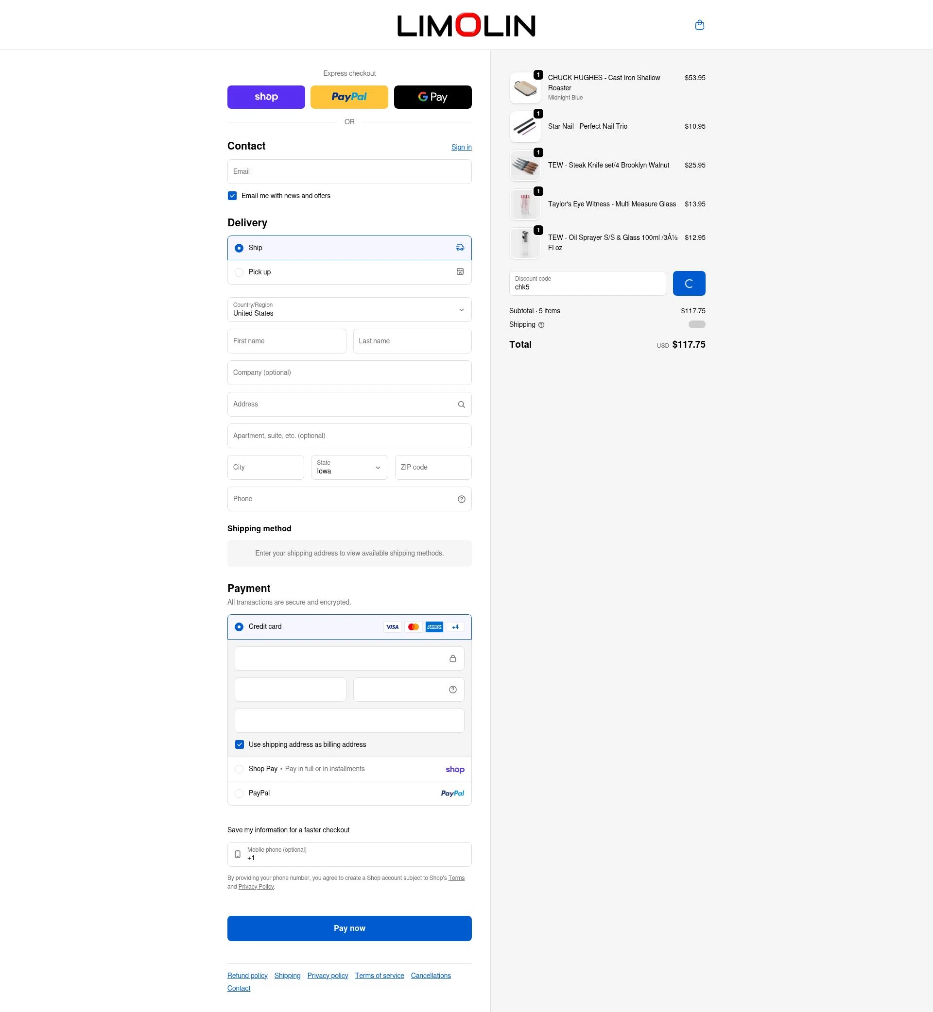 Limolin checkout page showing Limolin promo code box | Screenshot taken by SimplyCodes community member on Feb 4, 2026