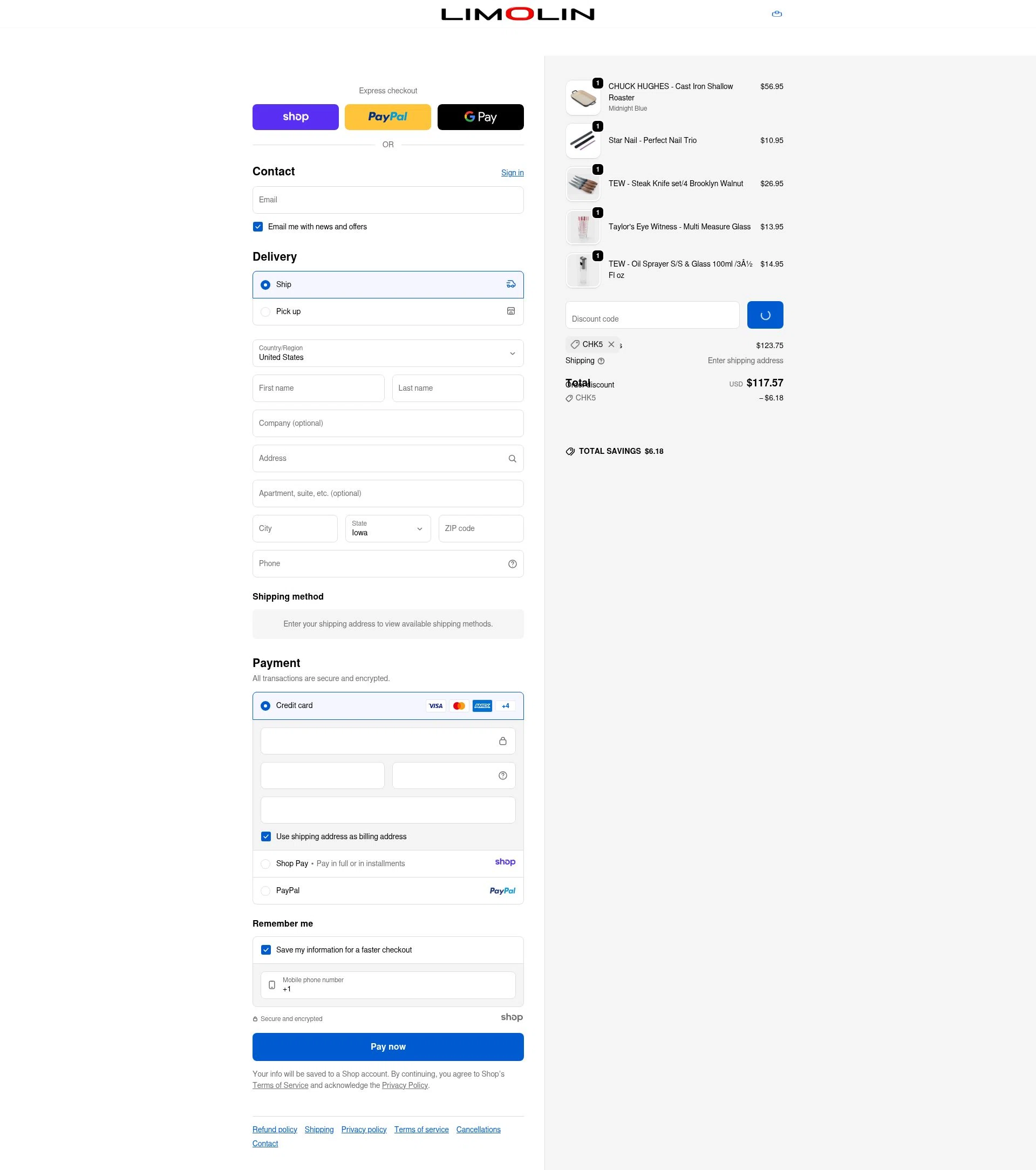 Limolin checkout page showing Limolin promo code box | Screenshot taken by SimplyCodes community member on Jan 16, 2026