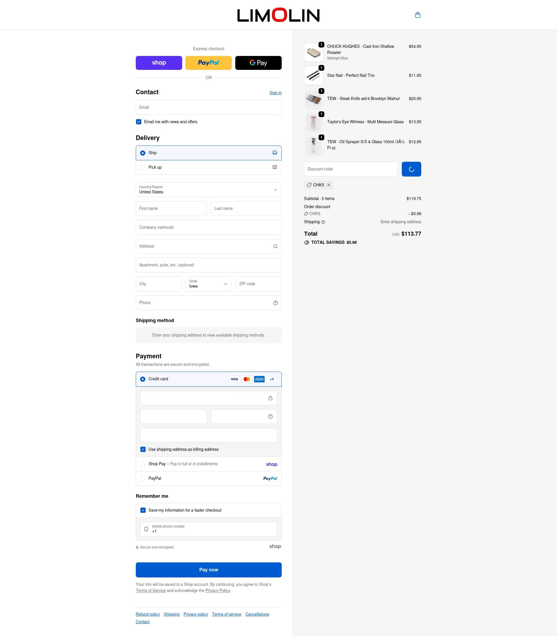 Limolin checkout page showing Limolin promo code box | Screenshot taken by SimplyCodes community member on Jan 30, 2026