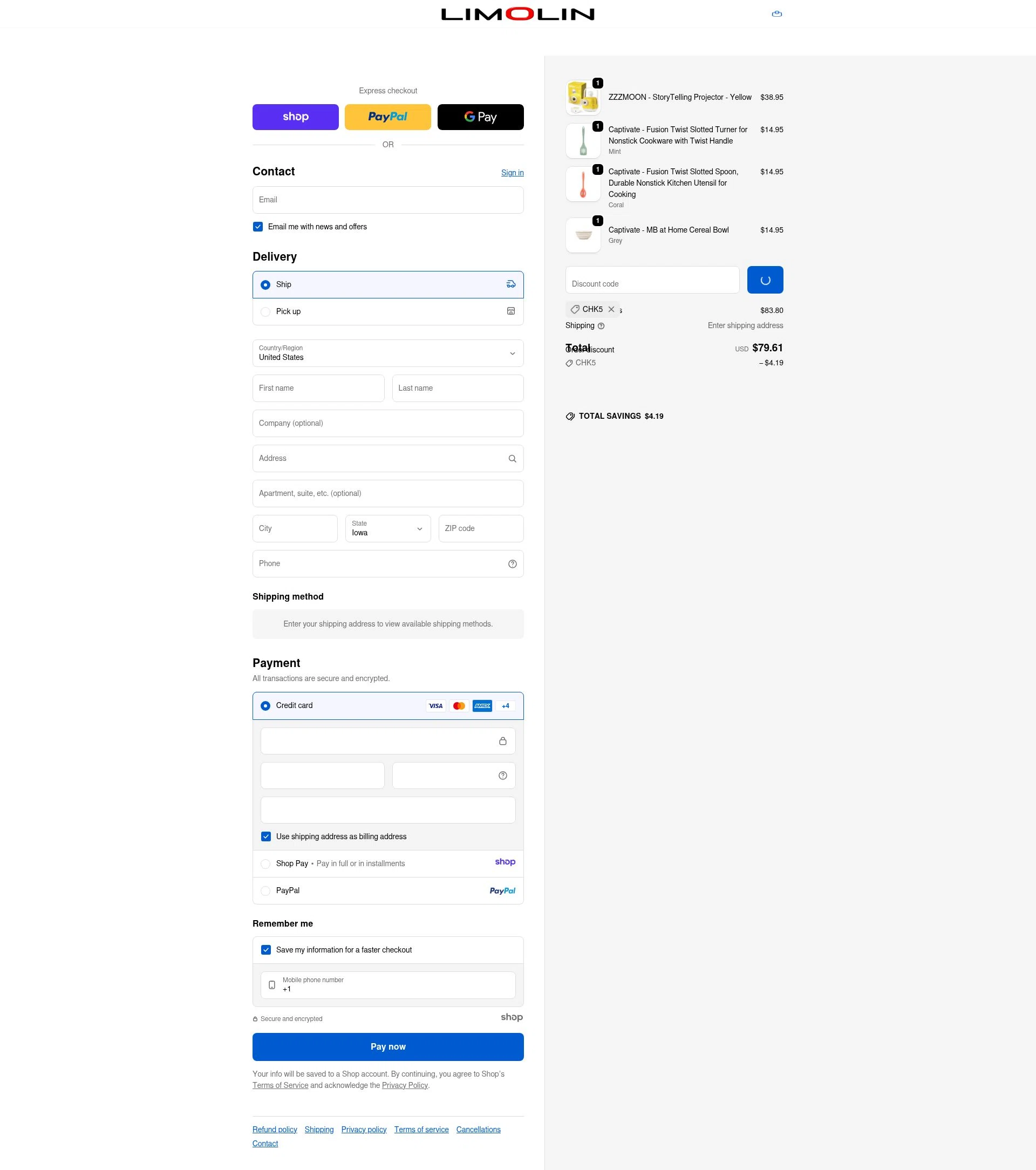 Limolin checkout page showing Limolin promo code box | Screenshot taken by SimplyCodes community member on Jan 1, 2026