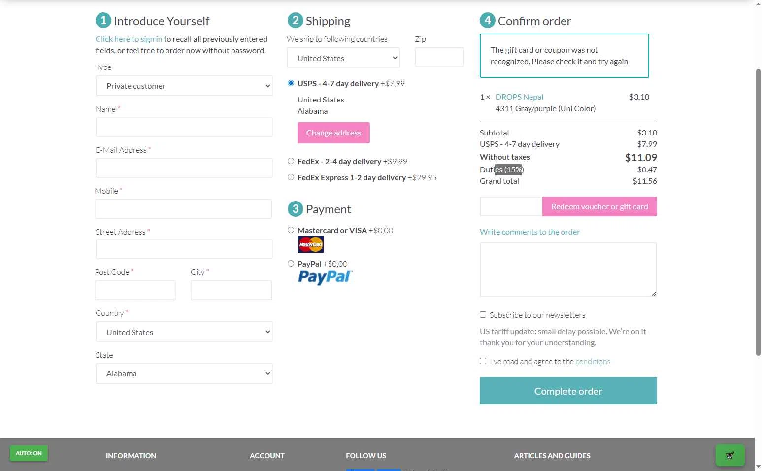 LindeHobby checkout page showing LindeHobby discount code box | Screenshot taken by SimplyCodes community member on Nov 5, 2025