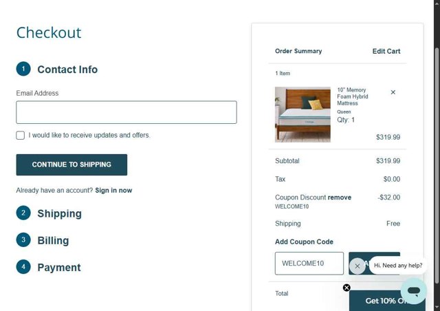 Linenspa checkout page showing Linenspa promo code box | Screenshot taken by SimplyCodes community member on Jul 19, 2025
