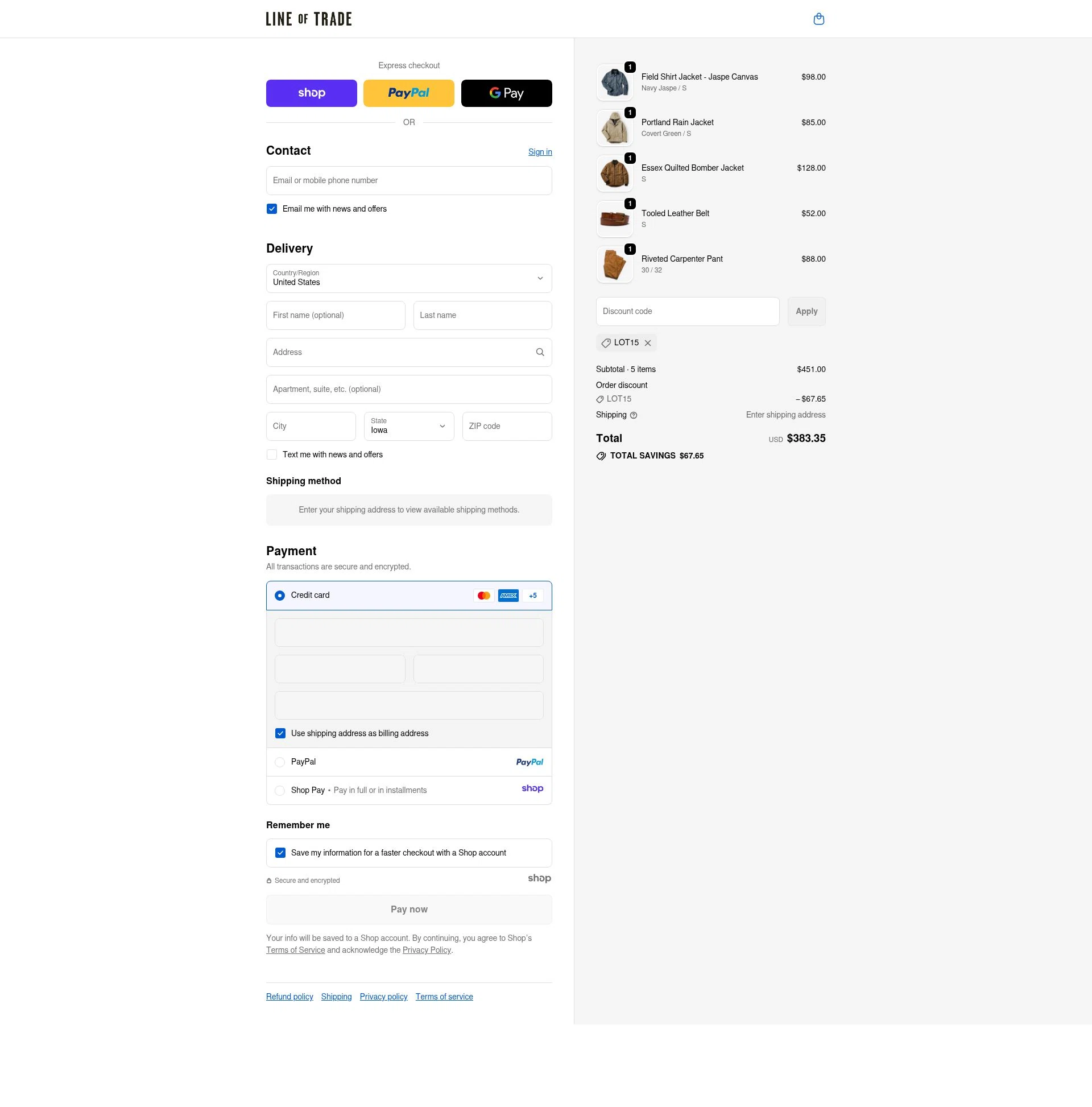 Line of Trade checkout page showing Line of Trade discount code box | Screenshot taken by SimplyCodes community member on Dec 11, 2025