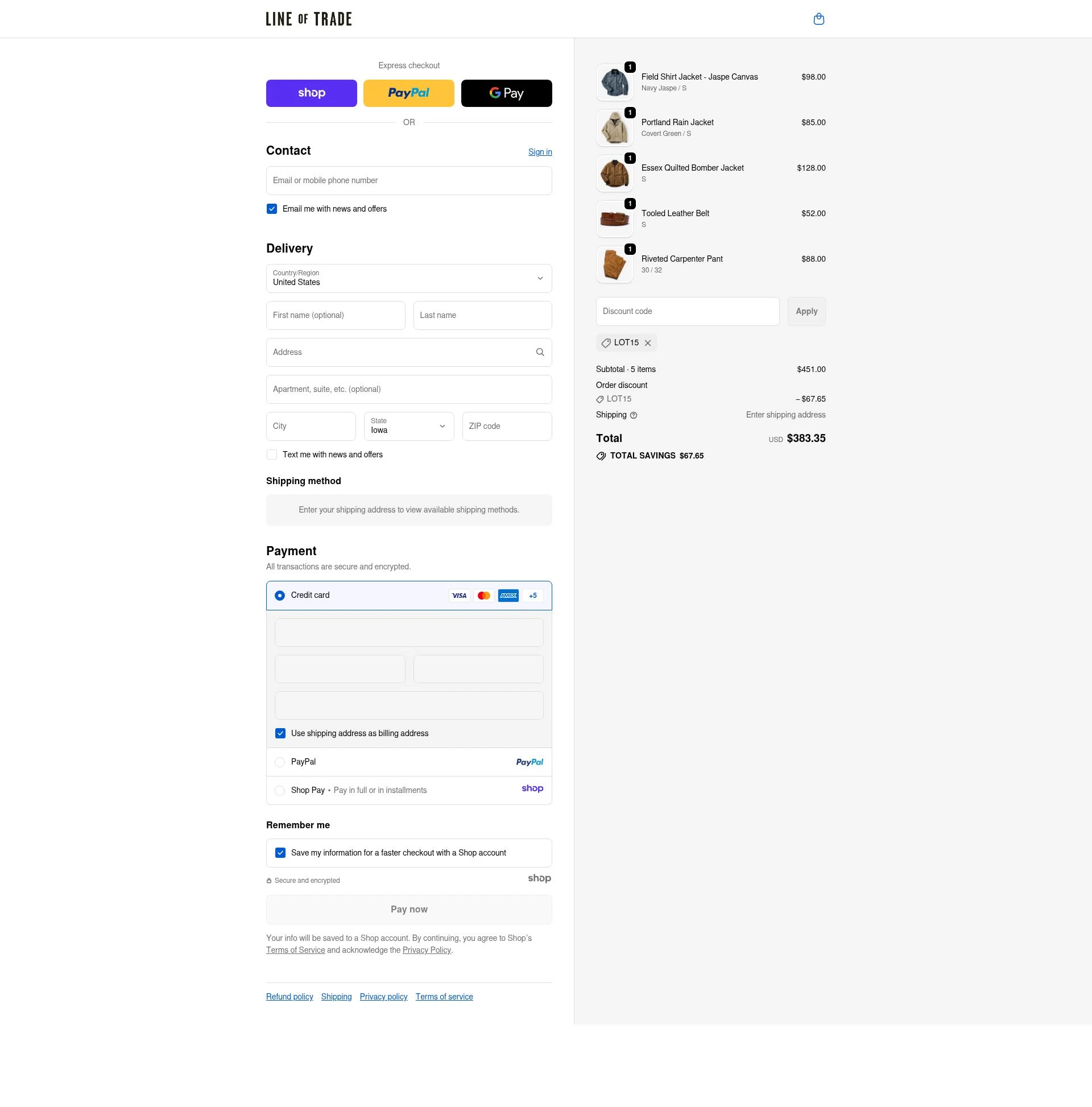 Line of Trade checkout page showing Line of Trade discount code box | Screenshot taken by SimplyCodes community member on Nov 30, 2025
