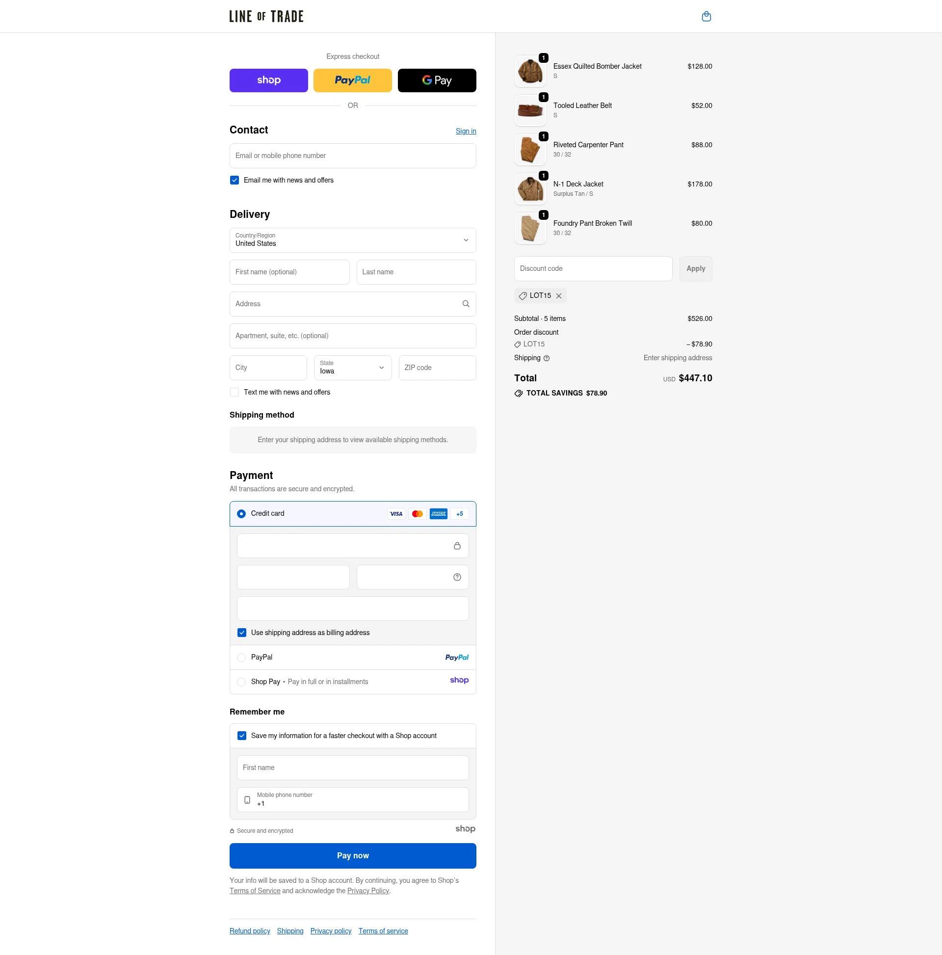 Line of Trade checkout page showing Line of Trade discount code box | Screenshot taken by SimplyCodes community member on Nov 9, 2025