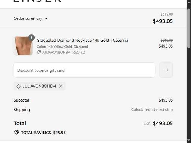 Linjer checkout page showing Linjer discount code box | Screenshot taken by SimplyCodes community member on Aug 31, 2025