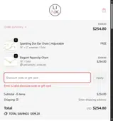LINK Necklaces coupon verification screenshot