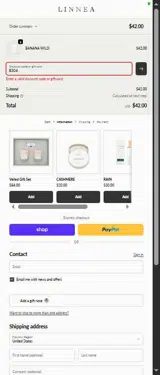 Linnea and Co. coupon verification screenshot