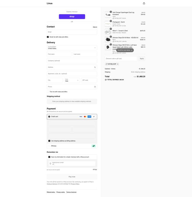 Linus checkout page showing Linus promo code box | Screenshot taken by SimplyCodes community member on Sep 13, 2025