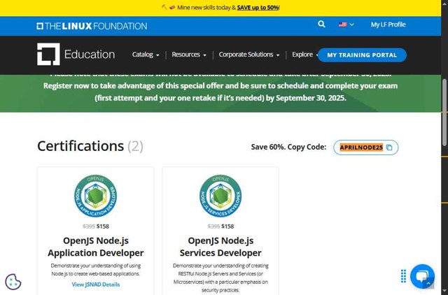 Linux Foundation checkout page showing Linux Foundation coupon code box | Screenshot taken by SimplyCodes community member on May 16, 2025