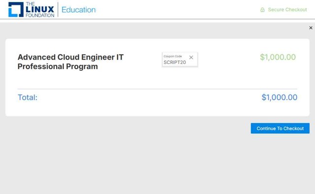 Linux Foundation checkout page showing Linux Foundation coupon code box | Screenshot taken by SimplyCodes community member on Aug 24, 2025