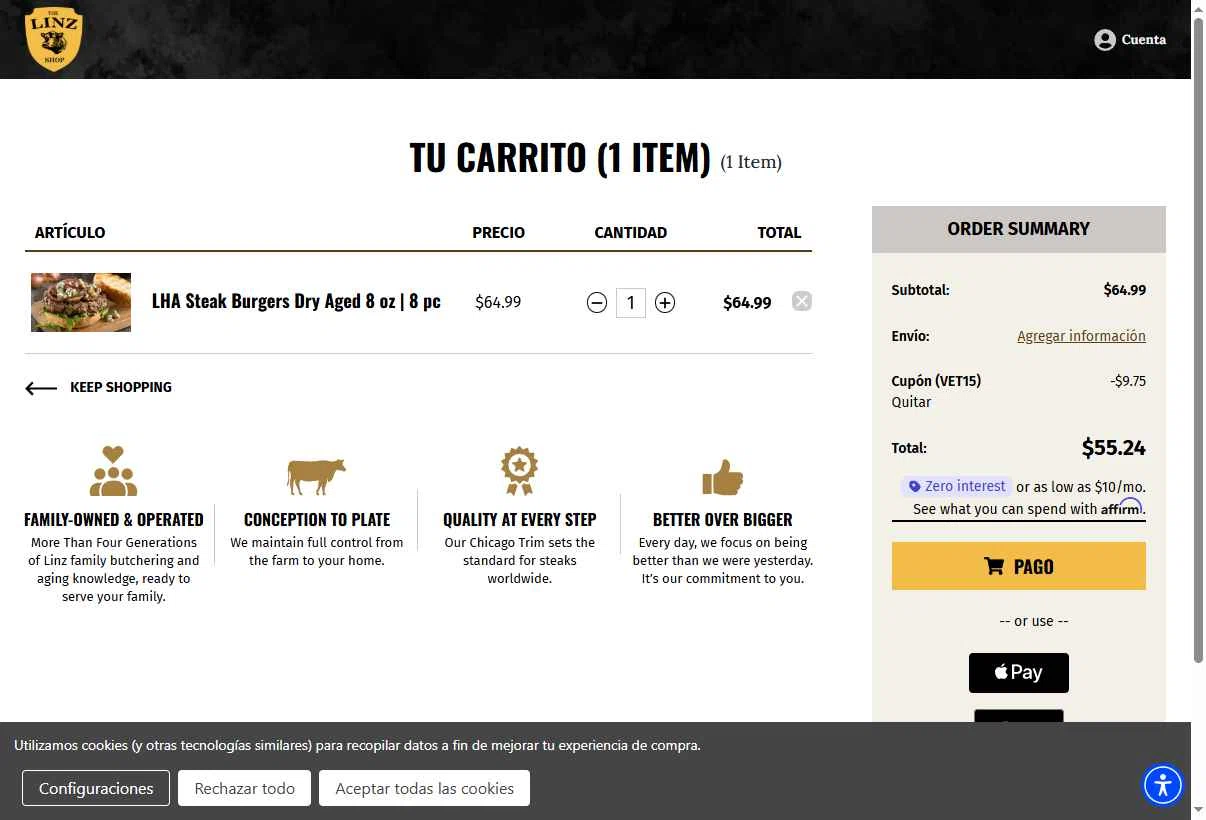 Linz Heritage Angus checkout page showing Linz Heritage Angus discount code box | Screenshot taken by SimplyCodes community member on Nov 18, 2025