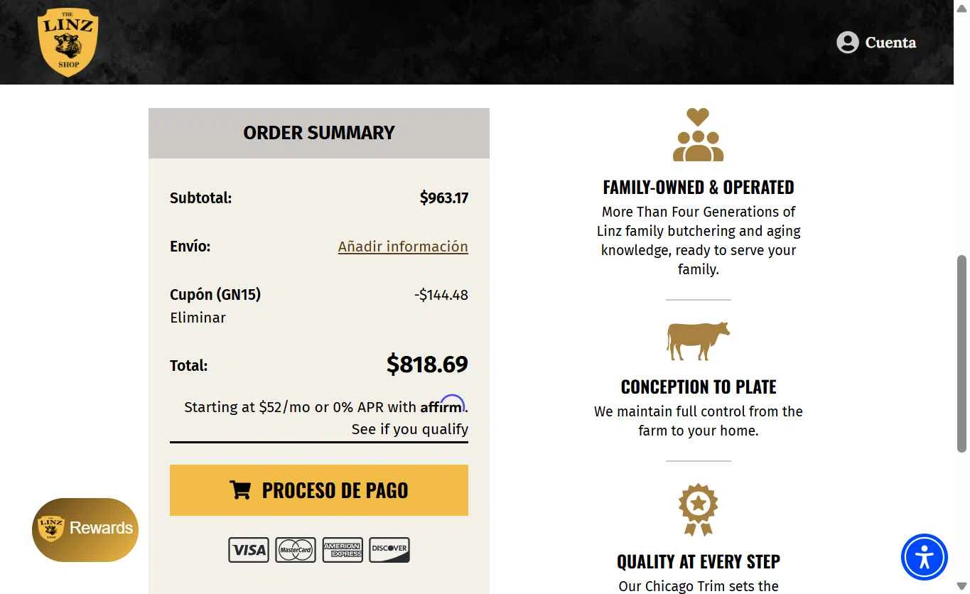 Linz Heritage Angus checkout page showing Linz Heritage Angus discount code box | Screenshot taken by SimplyCodes community member on Jan 6, 2026