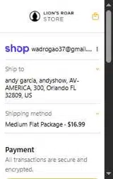 Lion's Roar Store coupon verification screenshot