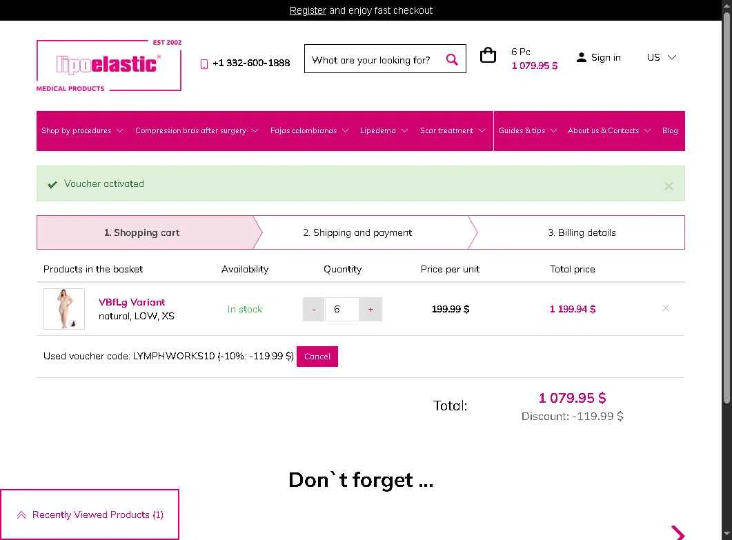 LIPOELASTIC checkout page showing LIPOELASTIC discount code box | Screenshot taken by SimplyCodes community member on Sep 25, 2025