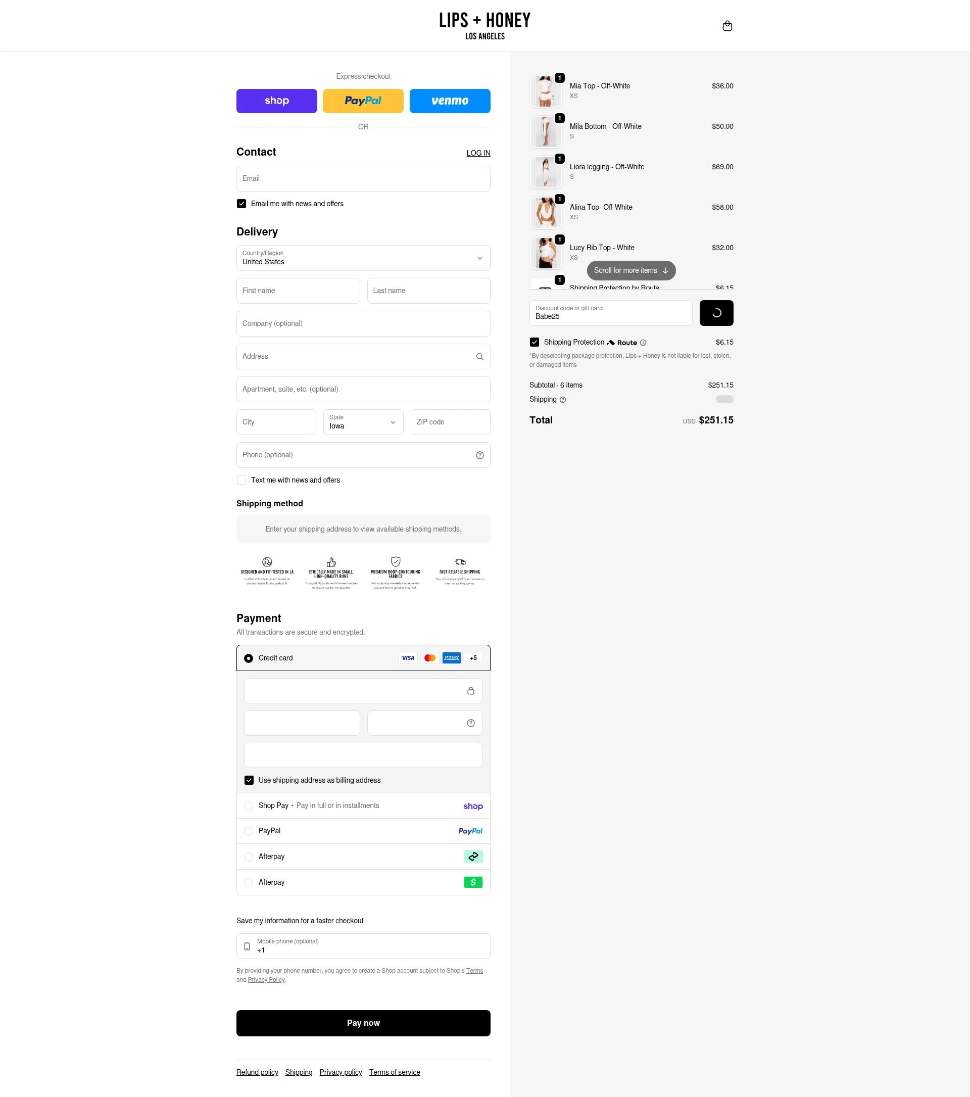 LIPS + HONEY checkout page showing LIPS + HONEY promo code box | Screenshot taken by SimplyCodes community member on Feb 18, 2026