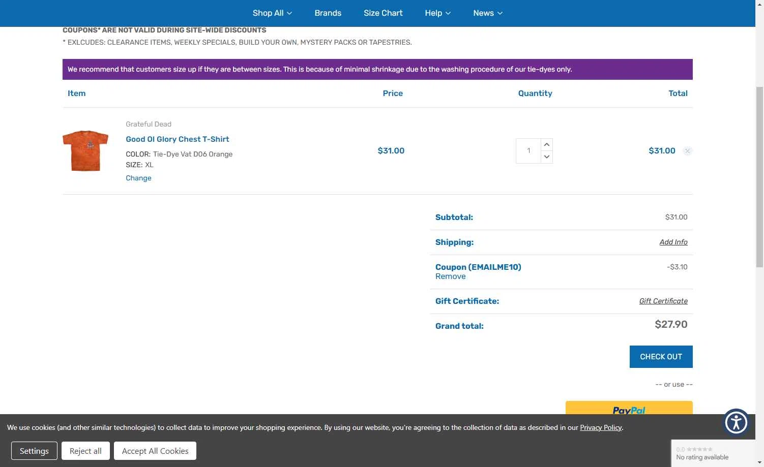 Liquid Blue Shop checkout page showing Liquid Blue Shop promo code box | Screenshot taken by SimplyCodes community member on Apr 24, 2025
