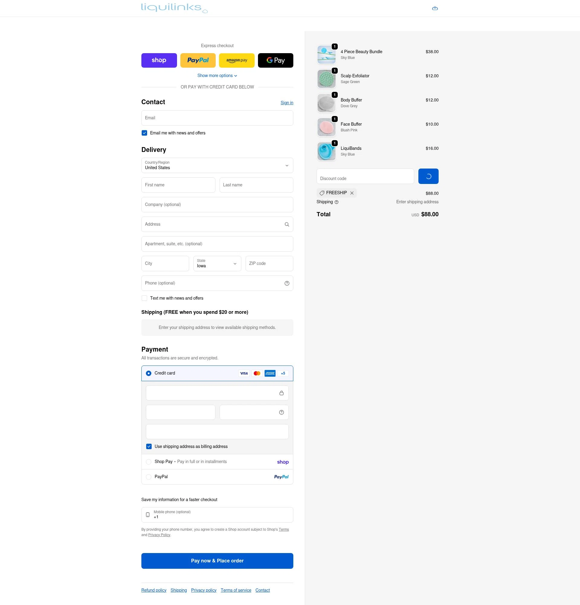 liquilinks checkout page showing liquilinks promo code box | Screenshot taken by SimplyCodes community member on Jan 31, 2026