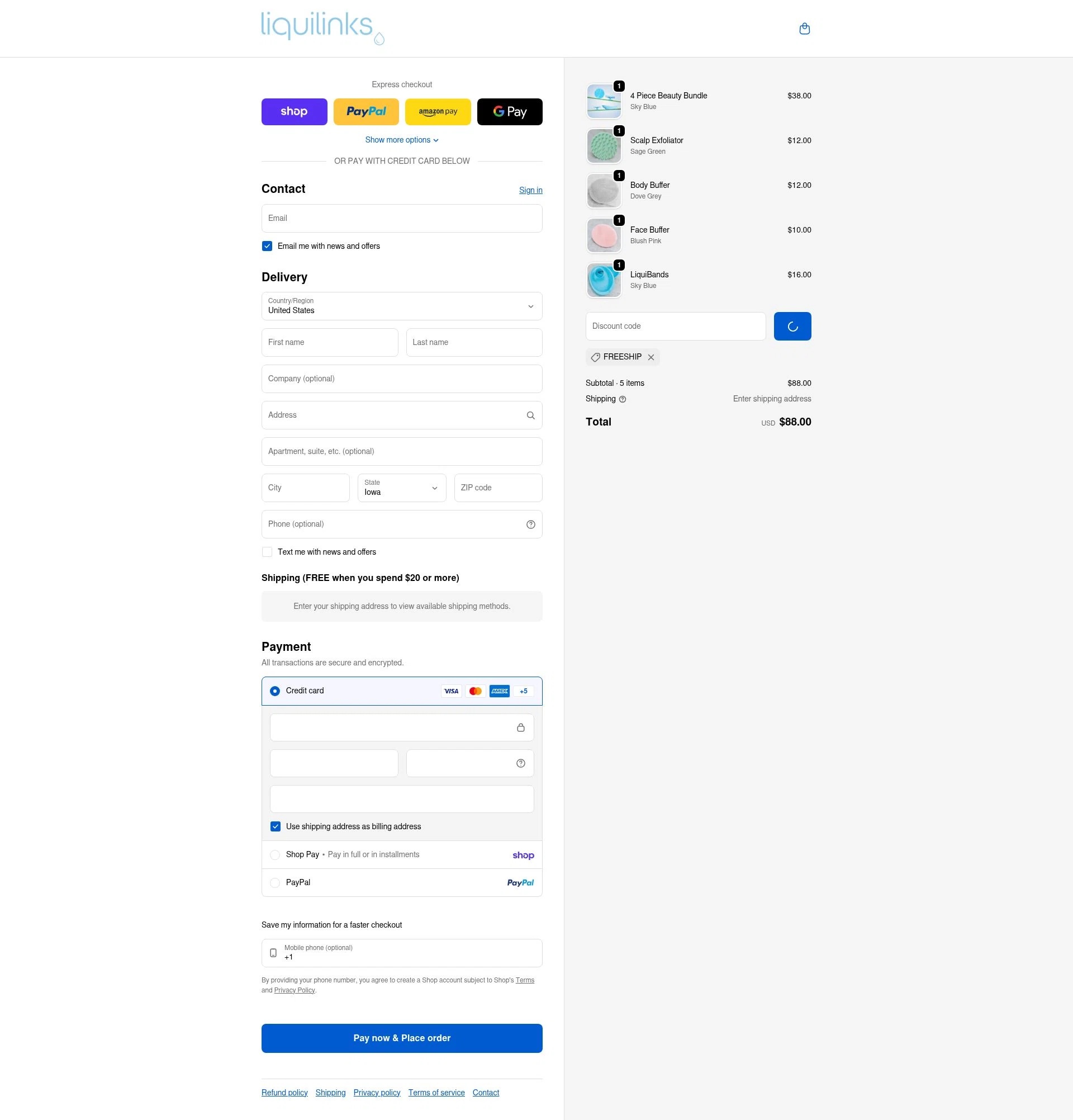 liquilinks checkout page showing liquilinks promo code box | Screenshot taken by SimplyCodes community member on Feb 9, 2026