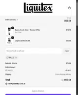 Liquitex coupon verification screenshot