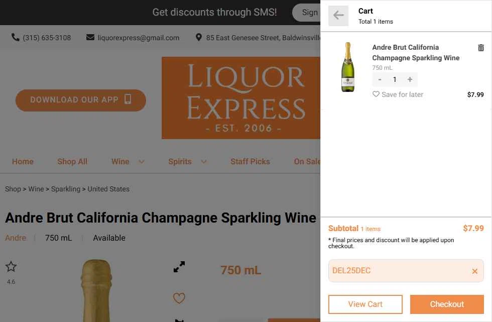 Liquor Express checkout page showing Liquor Express discount code box | Screenshot taken by SimplyCodes community member on Jan 28, 2026