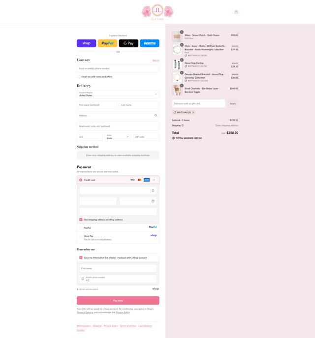 Lisi Lerch checkout page showing Lisi Lerch promo code box | Screenshot taken by SimplyCodes community member on Sep 9, 2025