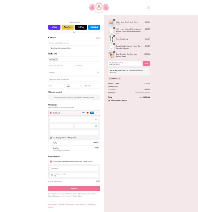 Lisi Lerch checkout page showing Lisi Lerch promo code box | Screenshot taken by SimplyCodes community member on Sep 9, 2025