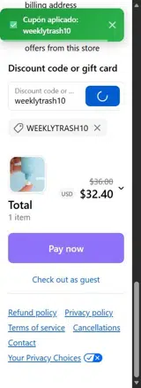 weeklytrash10 coupon verification screenshot