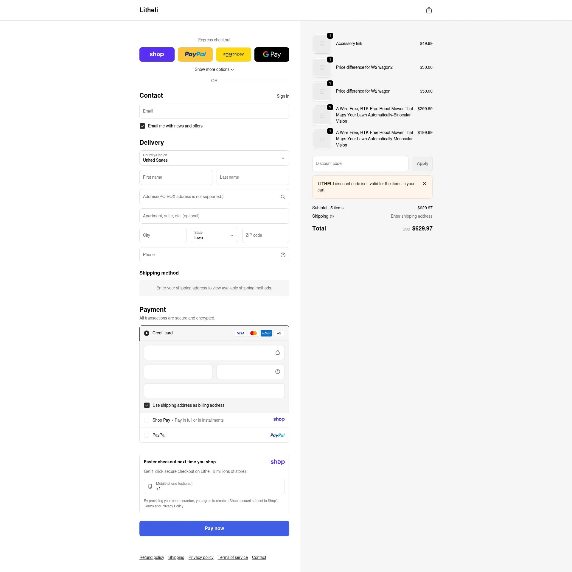 Litheli checkout page showing Litheli promo code box | Screenshot taken by SimplyCodes community member on Jan 8, 2026