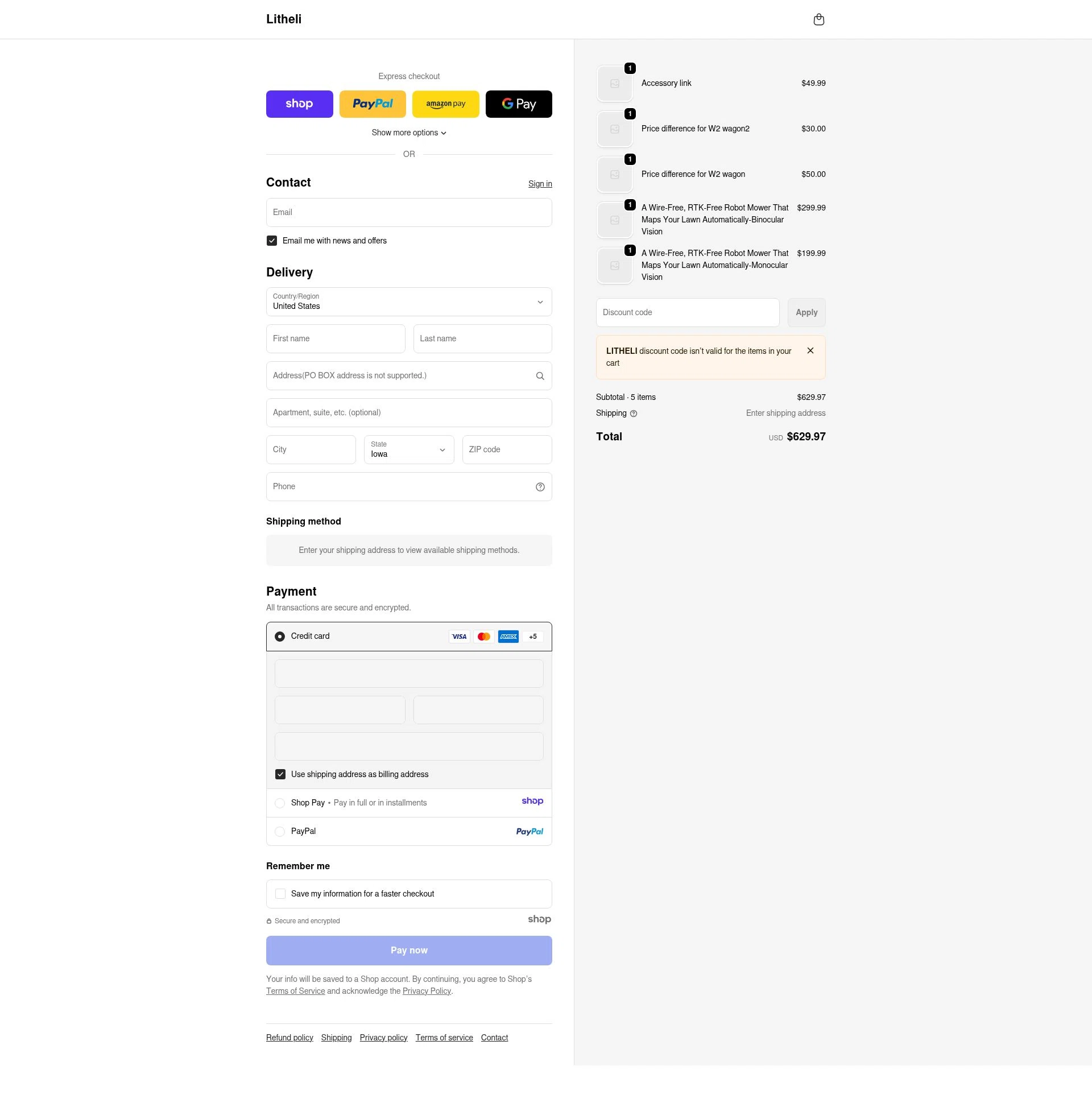 Litheli checkout page showing Litheli promo code box | Screenshot taken by SimplyCodes community member on Jan 3, 2026