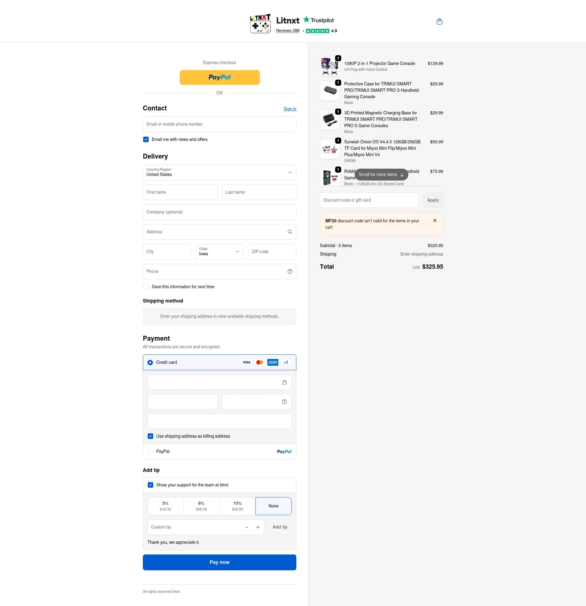LITNXT checkout page showing LITNXT coupon code box | Screenshot taken by SimplyCodes community member on Jan 3, 2026