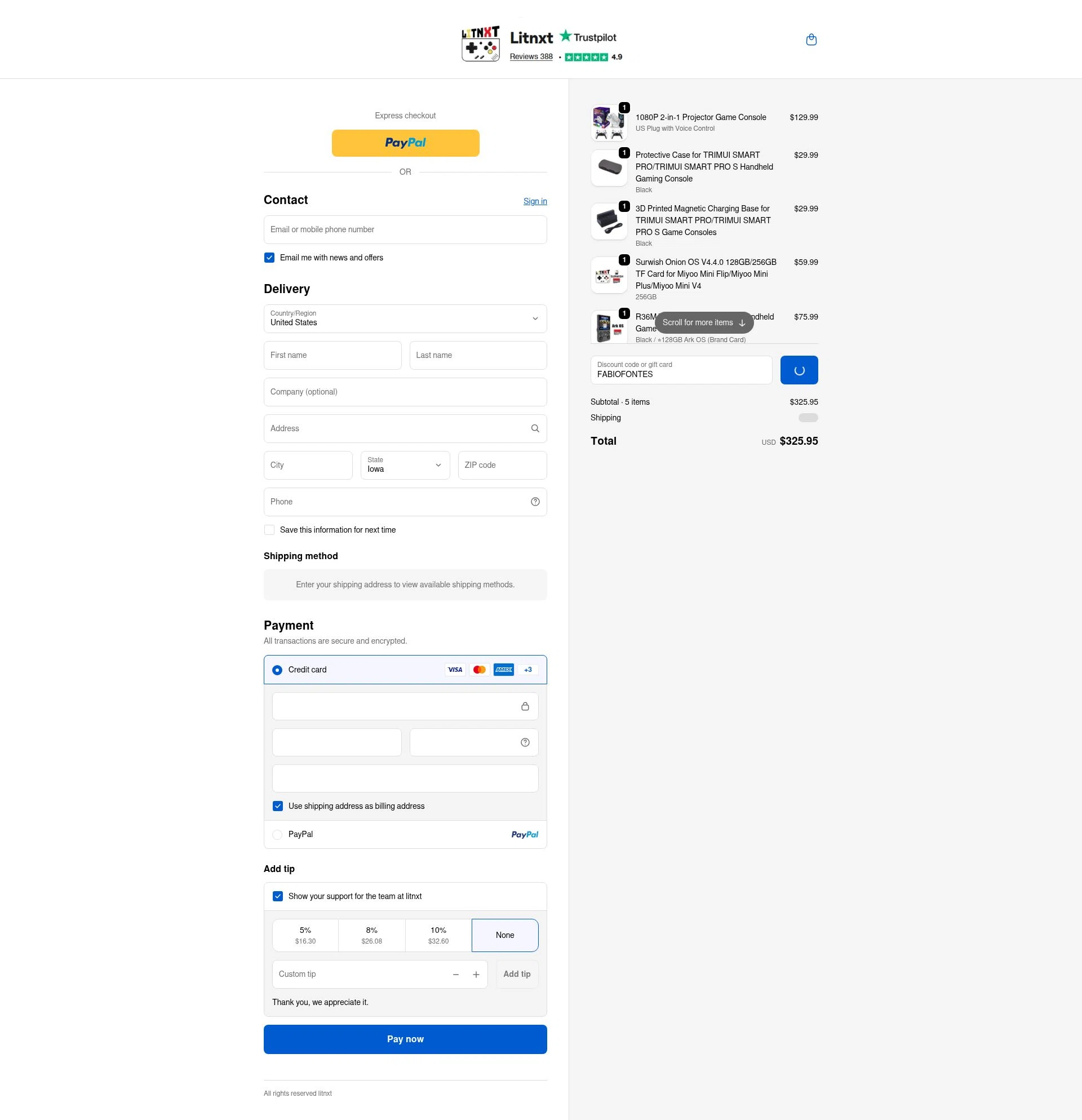 LITNXT checkout page showing LITNXT coupon code box | Screenshot taken by SimplyCodes community member on Jan 3, 2026